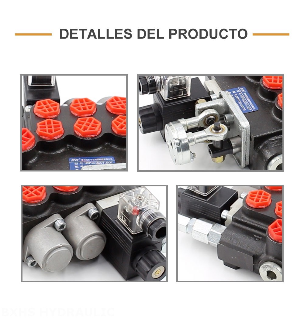 P40 Solenoide y joystick 3 carretes Válvula direccional monobloque